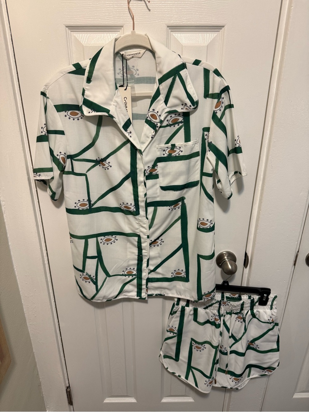 Commense Size M Print Shirt & Shorts 2-Piece Set NWT